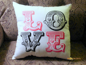 Embroidered Pillow - Love pillow - Accent Pillow - Embroidered love pillow - Julie Butler Creations