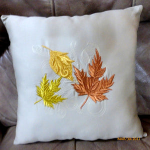 Fall Pillow - Fall leaves pillow -Embroidered Accent Pillow - Decorative pillow 14x14 - Julie Butler Creations