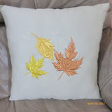 Fall Pillow - Fall leaves pillow -Embroidered Accent Pillow - Decorative pillow 14x14 - Julie Butler Creations