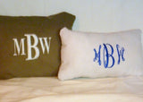 Monogrammed Linen Pillow - Accent pillows - Embroidered Pillow - personalized pillow - Julie Butler Creations