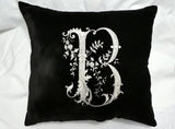Monogram Pillow - Black Velvet Personalized Wedding Gift - Wedding gifts - Personalized pillow - Julie Butler Creations