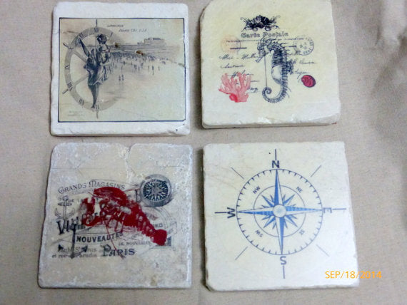 Nautical Coaster sets - Coaster sets - Stone Coasters - Tile Coasters - Julie Butler Creations