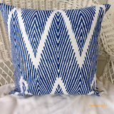Navy Blue and White Ikat pillow cover - Chevron pillows - Designer fabric pillows - Julie Butler Creations