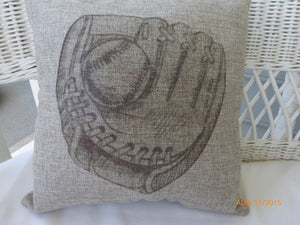 Baseball Pillows - Burlap pillows - Baseball glove - Boys room decor - baseball decor - Julie Butler Creations