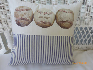 Baseball Pillow - Blue Stripe - sports pillow - Boys room decor - baby boys nursery pillow - Julie Butler Creations