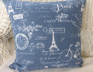 Premier Prints Paris Pillow Cover in Denim Blue - Paris Pillow cover - French Country Decor - Julie Butler Creations