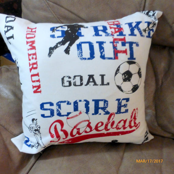 Sports Pillow Cover- Baseball pillows - soccer pillow cover - boys room pillow - Julie Butler Creations