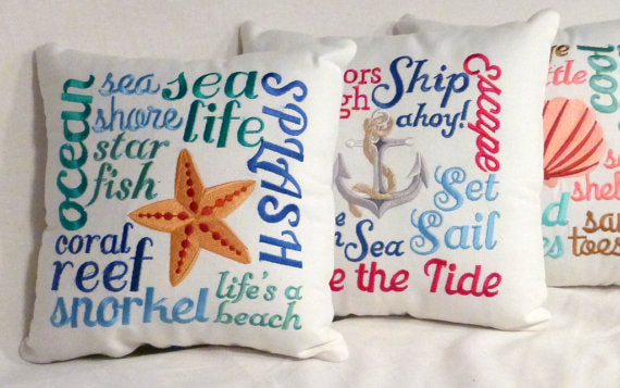 Nautical Throw Pillows | Set of 3 | Collection: Waves are Calling | Fo