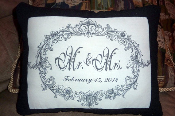Personalized wedding pillow - Mr. an Mrs. Pillow - Decorative Pillow - Wedding or Anniversary Gift - Julie Butler Creations