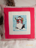 Black Lab pillow - Decorative Snowman Pillow Cover - Black Lab winter pillow - pillow cover - Julie Butler Creations