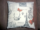 Accent pillows - Paris pillows - sofa pillows - Premier Prints French Stamp - Decorative Pillows - Julie Butler Creations