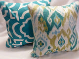 Decorative Ikat Pillow Cover - Mill Creek - Turquoise and Teal - Designer fabric - throw pillow - Julie Butler Creations