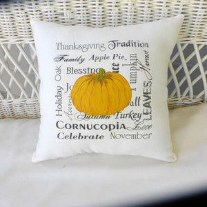 Thanksgiving Pillow - Autumn decorations - Subway art pillows- Fall words - Accent Pillow - 11x11 - Julie Butler Creations