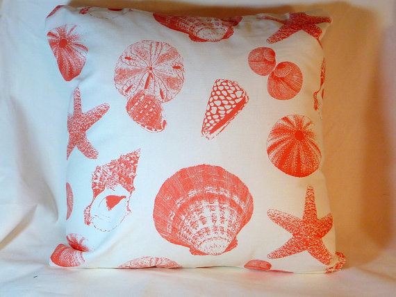 Premier Prints Shells Printed Cotton - Nautical Pillow Cover - Beach house decor - Julie Butler Creations