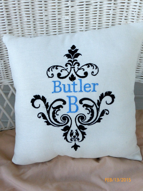 Monogram Pillow - Decorative Embroidered Pillow - Personalized Wedding Gift - Wedding pillow - Julie Butler Creations