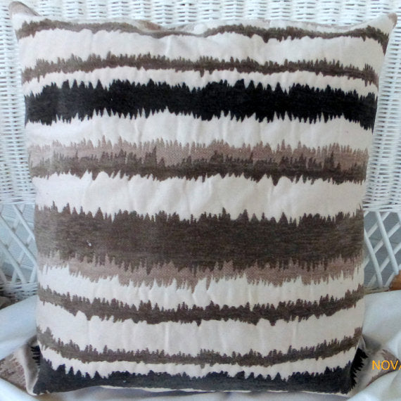 Chenille Ikat Pillow Covers - Chenille Designer fabric - pillows - 20x20 or 18x18 - Brown and Ivory - Julie Butler Creations