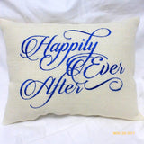 Wedding pillow - Burlap Pillow - Embroidered Burlap Pillow - Happily Ever After - Julie Butler Creations
