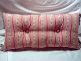 Lumbar pillow -12x24 - Accent Pillow - Pillows - fringed trim and covered buttons - Julie Butler Creations