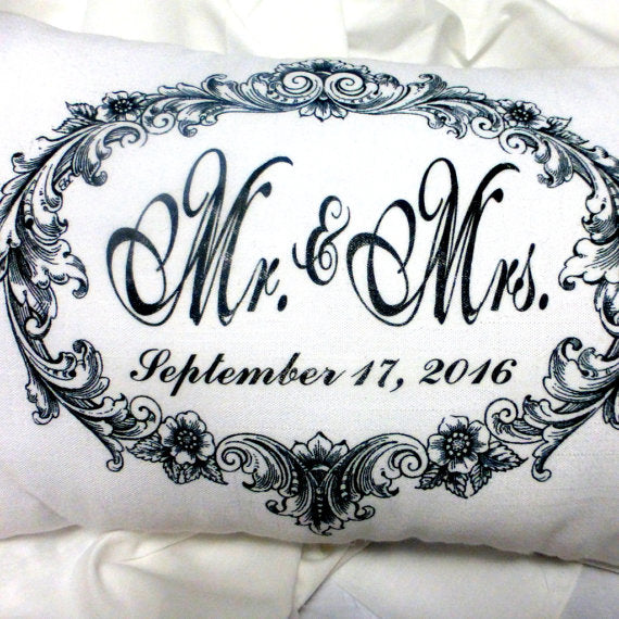 Personalized Wedding Pillow - Personalized wedding gift - Anniversary Pillow - Mr. and Mrs. Pillow - Julie Butler Creations