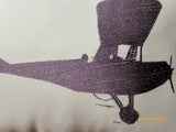 Airplane Pillow - Burlap pillow - Embroidered Airplane pillow - Accent Pillow - Julie Butler Creations