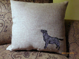 Black Lab Accent Pillow - embroidered burlap pillow - throw pillow - decorative burlap pillow - Julie Butler Creations
