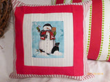 Black Lab pillow - Decorative Snowman Pillow Cover - Black Lab winter pillow - pillow cover - Julie Butler Creations