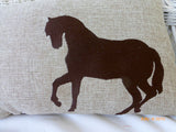 Burlap Embroidered Horse pillow - animal pillow - Pillows - Burlap pillows - Equestrian pillow - Julie Butler Creations