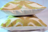 Ikat Pillow Covers -Chinelle Designer fabric - Chartreuse and Ivory - Accent Pillow covers - Julie Butler Creations