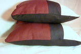 Linen Pillow Covers - Color blocked linen pillows - Burgundy and Black - Julie Butler Creations