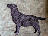 Black Lab Accent Pillow - embroidered burlap pillow - throw pillow - decorative burlap pillow - Julie Butler Creations