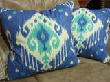 Ikat Pillow Covers - Magnolia Home Dakota - Blue - Turquoise - Decorative accent pillow covers - Julie Butler Creations