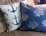 Nautical Pillow covers Set of 4 - Navy Blue and White - Premier Prints designer fabric - corded edge - Julie Butler Creations