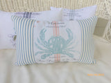 Blue Crab pillow - Paris pillow - Decorative Throw Pillow -Nautical pillow - Blue and White - Julie Butler Creations