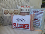 Baseball Pillows - Burlap pillows - Baseball glove - Boys room decor - baseball decor - Julie Butler Creations