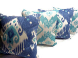 Ikat Pillow Covers - Magnolia Home Dakota - Blue - Turquoise - Decorative accent pillow covers - Julie Butler Creations