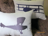 Airplane Pillow - Burlap pillow - Embroidered Airplane pillow - Accent Pillow - Julie Butler Creations