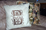 Monogram pillow cover - Personalized Pillow Cover - Embroidered Name and Est. Date - Julie Butler Creations