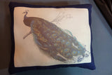 Linen Peacock pillow - Peacock Pillow - Vintage French Pillow - Decorative Throw Pillow - Julie Butler Creations