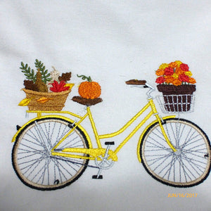 Fall Bike Pillow cover - Embroidered bicycle pillow covers - November bike pillow - Julie Butler Creations