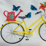 May Bike Pillow cover - Embroidered bicycle pillow - seasonal bike pillow covers - Julie Butler Creations