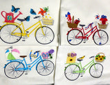 August Bike Pillow cover - Embroidered bicycle pillow - seasonal bike pillow covers - Julie Butler Creations