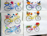 May Bike Pillow cover - Embroidered bicycle pillow - seasonal bike pillow covers - Julie Butler Creations