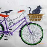 Halloween Bike Pillow cover - Embroidered bicycle pillow - seasonal bike pillow covers - Julie Butler Creations