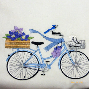Seasonal Bicycle Pillow covers - Embroidered bicycle pillow - bike pillow covers. - Julie Butler Creations