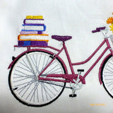 September Bike Pillow cover - Embroidered bicycle pillow - seasonal bike pillow covers - Julie Butler Creations