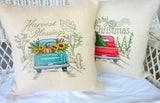 Fall pillow cover with Embroidered Truck, Farmhouse pillows, Harvest Blessing truck pillow