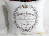 Paris pillow - Crown Pillow - Vintage French Pillow - Decorative Throw Pillow - French Country Decor - Julie Butler Creations