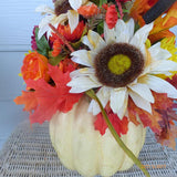 Pumpkin centerpiece - sunflower centerpiece - Thanksgiving decorations- floral arrangement - Julie Butler Creations