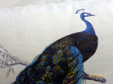 Peacock Accent pillow - Linen pillow - Vintage French Pillow - Decorative Throw Pillow - Julie Butler Creations