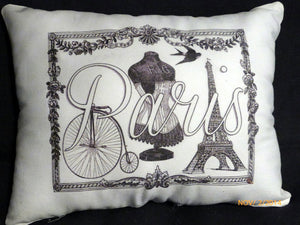 Vintage Paris Pillows - ladies pillows - Bicycle pillows - Bike Pillows - Paris Pillows - Julie Butler Creations